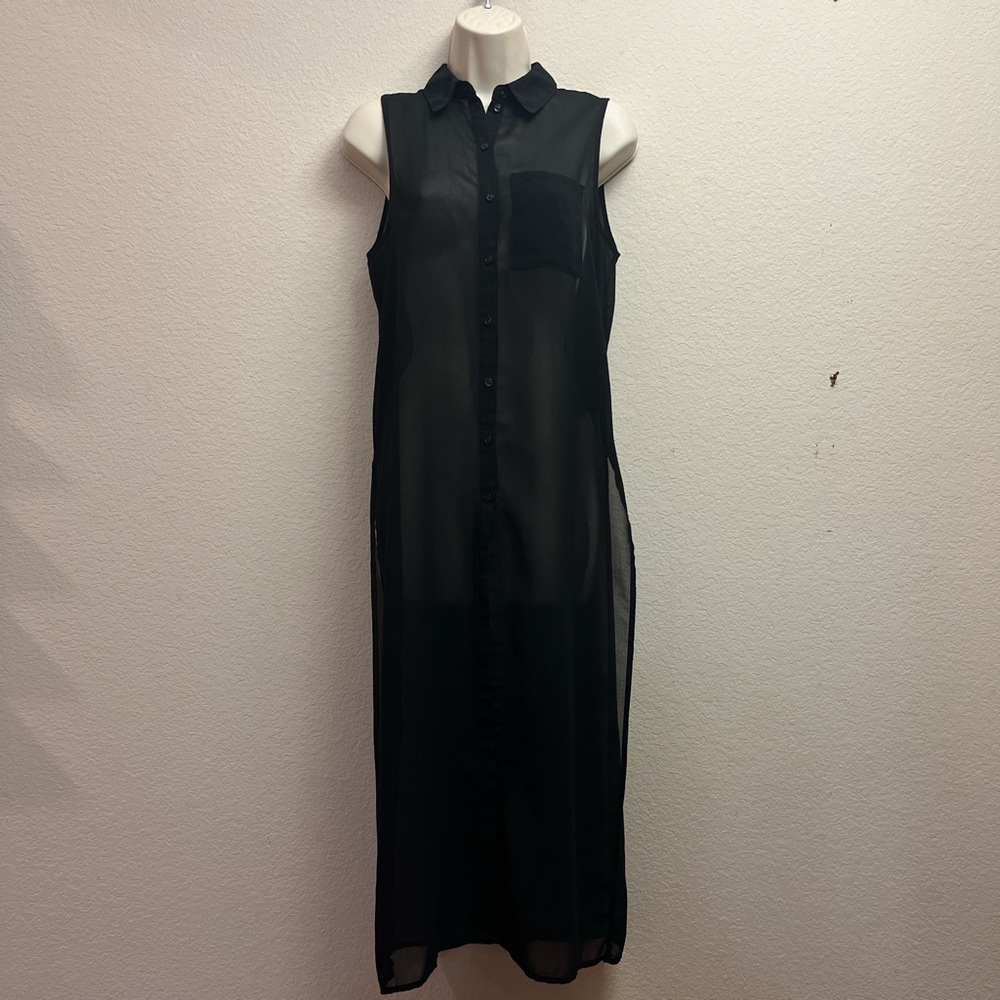 Silence + Noise Sheer Sleeveless Shirt Dress in xs!